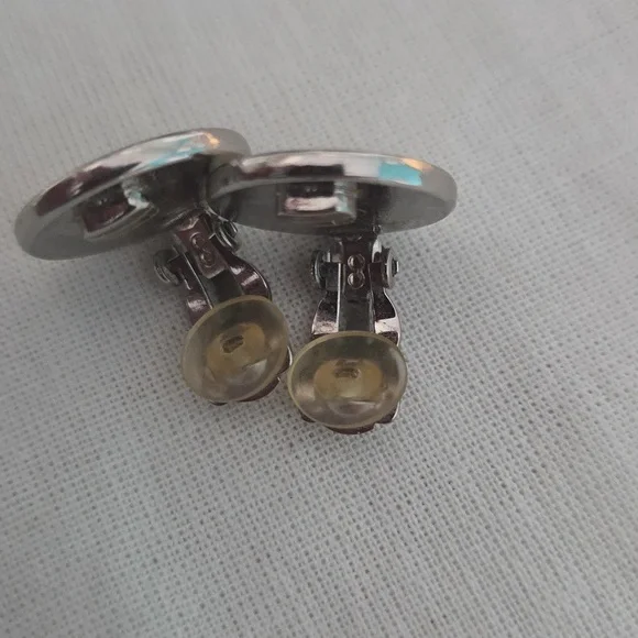 Authentic Chanel CC Silver Button Earrings - Picture 9 of 10
